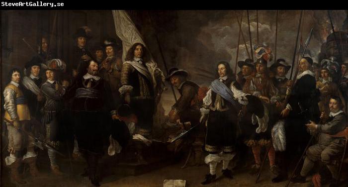 Govert flinck Schutters van de compagnie van kapitein Joan Huydecoper en luitenant Frans Oetgens van Waveren bij het sluiten van de Vrede van Munster